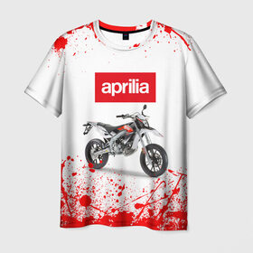 Мужская футболка 3D с принтом Aprilia (Z) в Курске, 100% полиэфир | прямой крой, круглый вырез горловины, длина до линии бедер | aprilia | aprilia racing | bike | moto | motocycle | sportmotorcycle | априлия | мото | мотоспорт