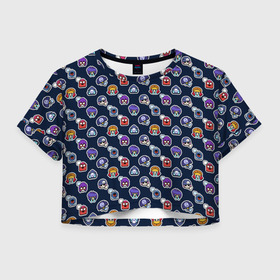 Женская футболка Crop-top 3D с принтом EMOJI Brawl Stars MONOGRAM в Курске, 100% полиэстер | круглая горловина, длина футболки до линии талии, рукава с отворотами | brawl stars | emoji | fashion | game | hip hop | мода | уличная мода | хип хоп | эмоджи