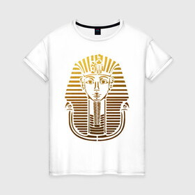 Женская футболка хлопок с принтом Тутанхамон в Курске, 100% хлопок | прямой крой, круглый вырез горловины, длина до линии бедер, слегка спущенное плечо | бог | гробница | династия | долина царей | древнеегипетские боги | древние боги | древний египет | древности | египетские боги | историческая личность | история | новое царство | правитель