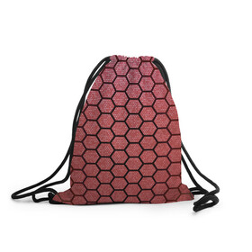 Рюкзак-мешок 3D с принтом Соты в Курске, 100% полиэстер | плотность ткани — 200 г/м2, размер — 35 х 45 см; лямки — толстые шнурки, застежка на шнуровке, без карманов и подкладки | красный | паутина | паутинка | соты