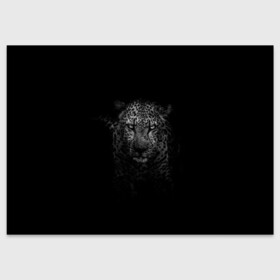 Поздравительная открытка с принтом Ягуар выходит из тени в Курске, 100% бумага | плотность бумаги 280 г/м2, матовая, на обратной стороне линовка и место для марки
 | Тематика изображения на принте: jaguar | барс | животное | зверь | кошка | черный | ягуар