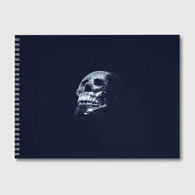 Альбом для рисования с принтом Череп в Курске, 100% бумага
 | матовая бумага, плотность 200 мг. | skull | глазницы | квадратики | синий | скелет | череп | черепушка