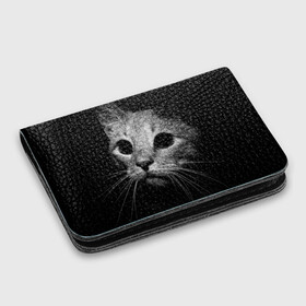 Картхолдер с принтом с принтом Чёрный кот в Курске, натуральная матовая кожа | размер 7,3 х 10 см; кардхолдер имеет 4 кармана для карт; | животное | кот | кошка | тёмный рисунок | чёрный фон