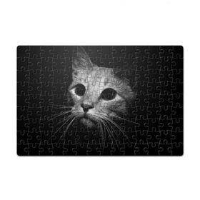 Пазл магнитный 126 элементов с принтом Чёрный кот в Курске, полимерный материал с магнитным слоем | 126 деталей, размер изделия —  180*270 мм | животное | кот | кошка | тёмный рисунок | чёрный фон
