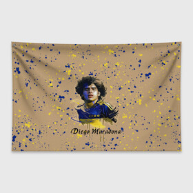 Флаг-баннер с принтом Diego Maradona в Курске, 100% полиэстер | размер 67 х 109 см, плотность ткани — 95 г/м2; по краям флага есть четыре люверса для крепления | cup | diego maradona | diego maradona letterin | diego maradona print | football | footballer | great footballer | number 10 | великий футболист | диего марадона | кубок | надпись диего марадона | номер 10 | принт диего марадона | футбол 