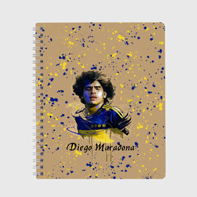 Тетрадь с принтом Diego Maradona в Курске, 100% бумага | 48 листов, плотность листов — 60 г/м2, плотность картонной обложки — 250 г/м2. Листы скреплены сбоку удобной пружинной спиралью. Уголки страниц и обложки скругленные. Цвет линий — светло-серый
 | Тематика изображения на принте: cup | diego maradona | diego maradona letterin | diego maradona print | football | footballer | great footballer | number 10 | великий футболист | диего марадона | кубок | надпись диего марадона | номер 10 | принт диего марадона | футбол 
