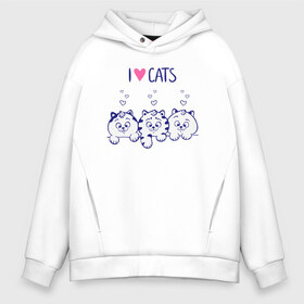 Мужское худи Oversize хлопок с принтом I love cats в Курске, френч-терри — 70% хлопок, 30% полиэстер. Мягкий теплый начес внутри —100% хлопок | боковые карманы, эластичные манжеты и нижняя кромка, капюшон на магнитной кнопке | cat | cats | i love | i love cats | love | love cats | three cats | кот | котенок | коты | котята | котята сердечки | кошки сердечки | люблю котов | люблю кошек | сердечки | три кота | три котенка | три кошки | я люблю