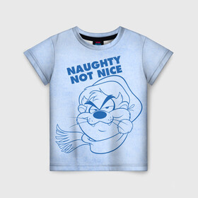 Детская футболка 3D с принтом Naughty not nice в Курске, 100% гипоаллергенный полиэфир | прямой крой, круглый вырез горловины, длина до линии бедер, чуть спущенное плечо, ткань немного тянется | devil | looney | tasmanian | tunes | vdzajul | дьявол | тасманский