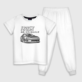 Детская пижама хлопок с принтом Nissan 180SX в Курске, 100% хлопок |  брюки и футболка прямого кроя, без карманов, на брюках мягкая резинка на поясе и по низу штанин
 | Тематика изображения на принте: jdm | nissan | stance | ниссан | тюнинг