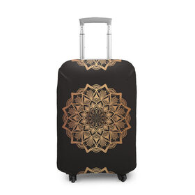 Чехол для чемодана 3D с принтом Мандала в Курске, 86% полиэфир, 14% спандекс | двустороннее нанесение принта, прорези для ручек и колес | dreams | trance | yoga | геометрия | дзен | йога | мода | модно | орнамент | сон | спокойствие | стиль | транс | черное золото