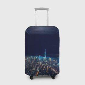 Чехол для чемодана 3D с принтом Ночной город в Курске, 86% полиэфир, 14% спандекс | двустороннее нанесение принта, прорези для ручек и колес | city | new york city | город | ночь | нью йорк