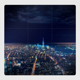 Магнитный плакат 3Х3 с принтом Ночной город в Курске, Полимерный материал с магнитным слоем | 9 деталей размером 9*9 см | city | new york city | город | ночь | нью йорк