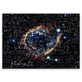 Поздравительная открытка с принтом Формула Вселенной в Курске, 100% бумага | плотность бумаги 280 г/м2, матовая, на обратной стороне линовка и место для марки
 | Тематика изображения на принте: альберт эйнштейн | астрономия | звезды | космос | наука | небо | созвездия | теория большого взрыва | формулы | эйнштейн