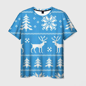 Мужская футболка 3D с принтом Зимняя ночь в Курске, 100% полиэфир | прямой крой, круглый вырез горловины, длина до линии бедер | Тематика изображения на принте: 