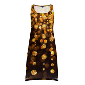 Платье-майка 3D с принтом ЗОЛОТЫЕ БЛЕСТКИ в Курске, 100% полиэстер | полуприлегающий силуэт, широкие бретели, круглый вырез горловины, удлиненный подол сзади. | gold | pattern | rain | блестки | блестящий | дождь | звезды | золото | красиво | новый год | праздник | снежинки | текстуры