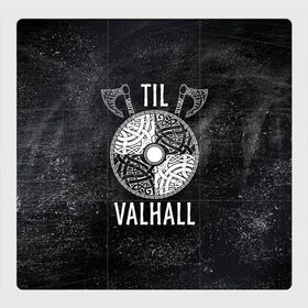Магнитный плакат 3Х3 с принтом Till Valhall в Курске, Полимерный материал с магнитным слоем | 9 деталей размером 9*9 см | Тематика изображения на принте: вальхалла | викинг | символ | скандинавия | топор | щит | язычество