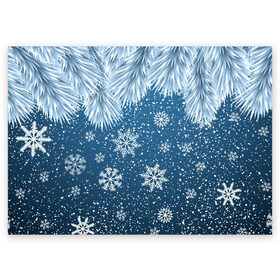 Поздравительная открытка с принтом Снежное Настроенние в Курске, 100% бумага | плотность бумаги 280 г/м2, матовая, на обратной стороне линовка и место для марки
 | елочные иголки | новый год | рисунок | снег | снежинки