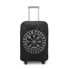 Чехол для чемодана 3D с принтом Вегвизир в Курске, 86% полиэфир, 14% спандекс | двустороннее нанесение принта, прорези для ручек и колес | амулет | вегвизир | викинги | руны | символ | скандинавия | язычество