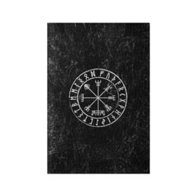 Обложка для паспорта матовая кожа с принтом Вегвизир в Курске, натуральная матовая кожа | размер 19,3 х 13,7 см; прозрачные пластиковые крепления | амулет | вегвизир | викинги | руны | символ | скандинавия | язычество