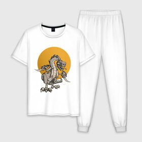 Мужская пижама хлопок с принтом Вечер в хату, иллюминаты. в Курске, 100% хлопок | брюки и футболка прямого кроя, без карманов, на брюках мягкая резинка на поясе и по низу штанин
 | 