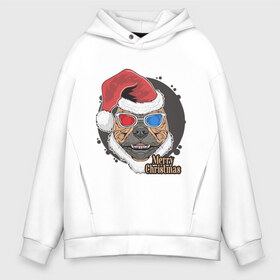 Мужское худи Oversize хлопок с принтом Christmas Dog в Курске, френч-терри — 70% хлопок, 30% полиэстер. Мягкий теплый начес внутри —100% хлопок | боковые карманы, эластичные манжеты и нижняя кромка, капюшон на магнитной кнопке | Тематика изображения на принте: art | christmas | dog | new year | santa hat | арт | новый год | очки | пес | рождество | собака | шапка санты