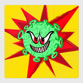 Магнитный плакат 3Х3 с принтом Вирус в Курске, Полимерный материал с магнитным слоем | 9 деталей размером 9*9 см | Тематика изображения на принте: covid 19 | валюты | вирус | звезда | зеленый | злой | зубы | корона | коронавирус | монстр