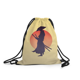 Рюкзак-мешок 3D с принтом Ронин в Курске, 100% полиэстер | плотность ткани — 200 г/м2, размер — 35 х 45 см; лямки — толстые шнурки, застежка на шнуровке, без карманов и подкладки | bushido | japan | japanes | katana | ronin | samurai | sword | бусидо | воин | восходящее солнце | катана | кимоно | меч | мечник | рассвет | ронин | самурай | самурайский | силуэт | силуэт воина | солнце | якудза | японец