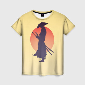 Женская футболка 3D с принтом Ронин в Курске, 100% полиэфир ( синтетическое хлопкоподобное полотно) | прямой крой, круглый вырез горловины, длина до линии бедер | bushido | japan | japanes | katana | ronin | samurai | sword | бусидо | воин | восходящее солнце | катана | кимоно | меч | мечник | рассвет | ронин | самурай | самурайский | силуэт | силуэт воина | солнце | якудза | японец