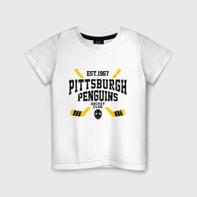 Детская футболка хлопок с принтом Питтсбург Пингвинз в Курске, 100% хлопок | круглый вырез горловины, полуприлегающий силуэт, длина до линии бедер | hockey | nhl | penguins | pittsburg | pittsburgh | pittsburgh penguins | usa | нхл | пингвинз | питтсбург | питтсбург пингвинз | спорт | сша | хоккей | шайба