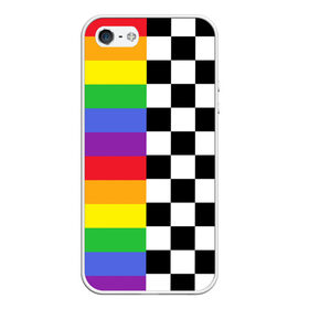 Чехол для iPhone 5/5S матовый с принтом Rainbow в Курске, Силикон | Область печати: задняя сторона чехла, без боковых панелей | музыкант | паттерн | полосы | радуга | реп | рэп | текаши | шахматы | шашки