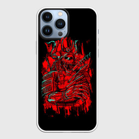 Чехол для iPhone 13 Pro Max с принтом Death Samurai в Курске,  |  | Тематика изображения на принте: 2077 | art | blood | cyber | cyberpunk | dead | death | demon | japan | mask | ninja | oni | samurai | shadow | shogun | tokyo | warior | арт | воин | война | демон | катана | кибер | киберпанк | кровь | маска | мертвый | ниндзя | путь | самурай