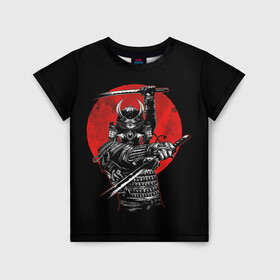 Детская футболка 3D с принтом Samurai в Курске, 100% гипоаллергенный полиэфир | прямой крой, круглый вырез горловины, длина до линии бедер, чуть спущенное плечо, ткань немного тянется | 2077 | art | blood | cyber | cyberpunk | dead | death | demon | japan | mask | ninja | oni | samurai | shadow | shogun | tokyo | warior | арт | воин | война | демон | катана | кибер | киберпанк | кровь | маска | мертвый | ниндзя | путь | самурай