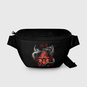 Поясная сумка 3D с принтом Хання в Курске, 100% полиэстер | плотная ткань, ремень с регулируемой длиной, внутри несколько карманов для мелочей, основное отделение и карман с обратной стороны сумки застегиваются на молнию | 2077 | art | blood | cyber | cyberpunk | dead | death | demon | japan | mask | ninja | oni | samurai | shadow | shogun | tokyo | warior | арт | воин | война | демон | катана | кибер | киберпанк | кровь | маска | мертвый | ниндзя | путь | самурай