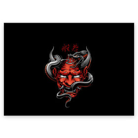 Поздравительная открытка с принтом Хання в Курске, 100% бумага | плотность бумаги 280 г/м2, матовая, на обратной стороне линовка и место для марки
 | Тематика изображения на принте: 2077 | art | blood | cyber | cyberpunk | dead | death | demon | japan | mask | ninja | oni | samurai | shadow | shogun | tokyo | warior | арт | воин | война | демон | катана | кибер | киберпанк | кровь | маска | мертвый | ниндзя | путь | самурай