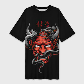 Платье-футболка 3D с принтом Хання в Курске,  |  | Тематика изображения на принте: 2077 | art | blood | cyber | cyberpunk | dead | death | demon | japan | mask | ninja | oni | samurai | shadow | shogun | tokyo | warior | арт | воин | война | демон | катана | кибер | киберпанк | кровь | маска | мертвый | ниндзя | путь | самурай