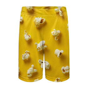 Детские спортивные шорты 3D с принтом Попкорн в Курске,  100% полиэстер
 | пояс оформлен широкой мягкой резинкой, ткань тянется
 | popcorn | воздушная | еда | кино | кинотеатр | кукуруза | кушать | попкорн | сладкий | соленый | сырный | хрустящий