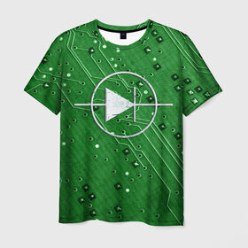 Мужская футболка 3D с принтом Печатная плата и диод в Курске, 100% полиэфир | прямой крой, круглый вырез горловины, длина до линии бедер | диод | обозначение | печатная | пиктограмма | плата | радиодеталь | схема | электроника