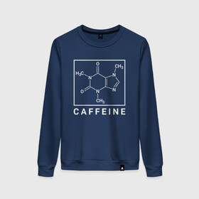 Женский свитшот хлопок с принтом Структура Кофеина в Курске, 100% хлопок | прямой крой, круглый вырез, на манжетах и по низу широкая трикотажная резинка  | кофе | кофеин | люблю кофе | молекула | химия