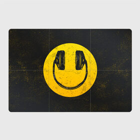 Магнитный плакат 3Х2 с принтом Наушники Смайл в Курске, Полимерный материал с магнитным слоем | 6 деталей размером 9*9 см | люблю музыку | музыка | наушники | смайл | улыбка | эмодзи