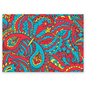 Поздравительная открытка с принтом Цветочный Узор в Курске, 100% бумага | плотность бумаги 280 г/м2, матовая, на обратной стороне линовка и место для марки
 | paisley | бабочка | бута | индия | ориентальный | орнамент | цветы
