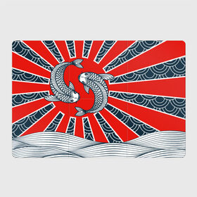 Магнитный плакат 3Х2 с принтом Карпы Кои в Курске, Полимерный материал с магнитным слоем | 6 деталей размером 9*9 см | Тематика изображения на принте: бамбук | инь янь | карп | кои | рыба | узор | япония