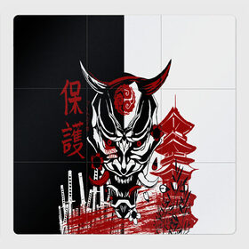 Магнитный плакат 3Х3 с принтом Самурай Samurai в Курске, Полимерный материал с магнитным слоем | 9 деталей размером 9*9 см | Тематика изображения на принте: cyberpunk 2077 | ninja | samurai | киберпанк | маска самурая | путь война | самурай | сёгун | семь самураев | токио | чёрный самурай | японский самурай
