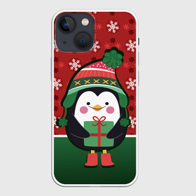 Чехол для iPhone 13 mini с принтом Пингвин. Новый год в Курске,  |  | зима | новый год | паттерн | пингвин | подарок | праздник | снежинки