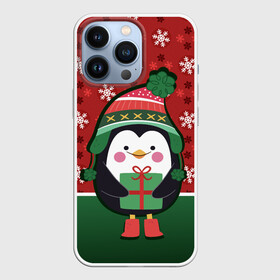Чехол для iPhone 13 Pro с принтом Пингвин. Новый год в Курске,  |  | зима | новый год | паттерн | пингвин | подарок | праздник | снежинки