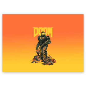 Поздравительная открытка с принтом Doom в Курске, 100% бумага | плотность бумаги 280 г/м2, матовая, на обратной стороне линовка и место для марки
 | doom | doom eternal | fps | game | games | hell | shooter | shotgun | ад | дробовик | дум | думгай | игра | игры