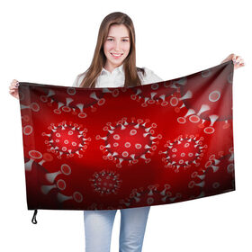 Флаг 3D с принтом Вирусяка в Курске, 100% полиэстер | плотность ткани — 95 г/м2, размер — 67 х 109 см. Принт наносится с одной стороны | coronavirus | covid | вирус | ковид | коронавирус