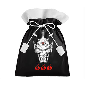 Подарочный 3D мешок с принтом 666 в Курске, 100% полиэстер | Размер: 29*39 см | Тематика изображения на принте: 666 | creep | scream | warrior | астрал | восставший из ада | демон | монстр | призрак | принт 666 | страшилки | хоррор | хоррор футболки | хэллоуин