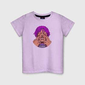 Детская футболка хлопок с принтом Lil Uzi Vert в Курске, 100% хлопок | круглый вырез горловины, полуприлегающий силуэт, длина до линии бедер | lil | luv | music | off | верт | лил | музыка | реп | рэп | узи | фиолетовый