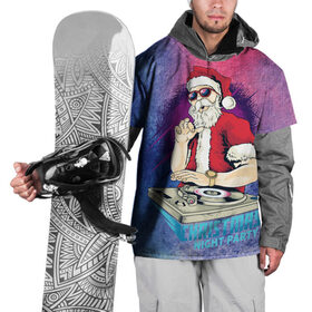 Накидка на куртку 3D с принтом Christmas night party в Курске, 100% полиэстер |  | new year | арт | графика | дед мороз | зима | новый год | рождество | санта