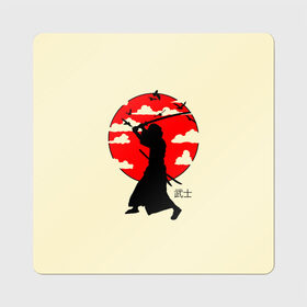 Магнит виниловый Квадрат с принтом Japan samurai в Курске, полимерный материал с магнитным слоем | размер 9*9 см, закругленные углы | Тематика изображения на принте: boy | japan style | japanese aesthetics | ninja | samurai | воин | иероглифы | катана | красная луна | меч | ниндзя | рыцарь | самурай | солдат | харакири | черный самурай | япония | японская анимация | японская эстетика